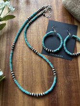 Load image into Gallery viewer, Southwestern Sterling Silver Blue Turquoise Pearls Bead Necklace Earrings Set