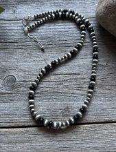 Load image into Gallery viewer, Sterling Silver Multi Bead Black Onyx W Pearls Bead Necklace. 18 inch. Gift