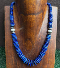 Load image into Gallery viewer, Sterling Silver Graduated Lapis Bead Necklace. 18 inch. Gift