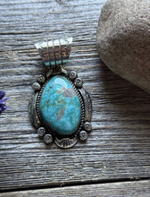 Load image into Gallery viewer, Navajo Native American Sterling Silver Turquoise Handmade Pendant R Yazzie Gift