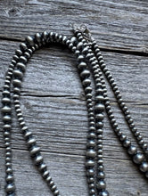 Load image into Gallery viewer, 4mm - 8mm Multi Graduated Sterling Silver Oxidized Pearls Bead Necklace 60 Inch