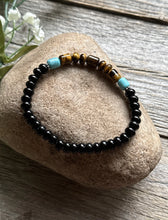 Load image into Gallery viewer, Black Onyx Tigers Eye 6.5 Inch Stretch Elastic Stretchy Bead Bracelet Gift