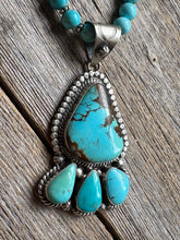 Load image into Gallery viewer, Handmade Navajo Turquoise Pendent Sterling Silver .
Turquoise W Silver Necklace