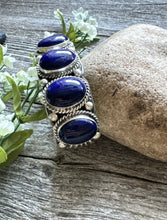 Load image into Gallery viewer, Native American Sterling Silver Lapis Cuff Bracelet. T Jon