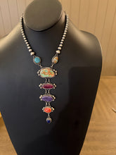 Load image into Gallery viewer, Navajo sterling silver multistone lariat necklace RY