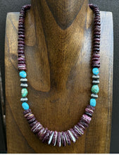 Load image into Gallery viewer, SterlingSilver Purple SpinyOyster SleepingBeauty Sonoran Turquoise Bead Necklace