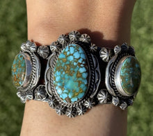 Load image into Gallery viewer, Navajo Native Sterling Silver Kingman Turquoise Cuff Bracelet J Nelson