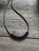 Load image into Gallery viewer, Dyed Sugilite 4mm Sterling Silver Pearls Choker Bead Necklace. 16 Inch. Gift