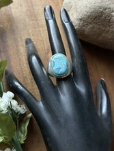 Load image into Gallery viewer, Native American Sterling Silver Turquoise Inlay Ring. Size 10 ELB