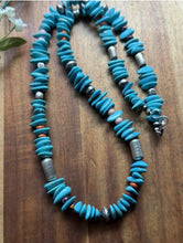 Load image into Gallery viewer, Sterling Silver Multi Stone Turquoise Nuggets Pearls Bead Necklace 26 Inch