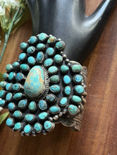 Load image into Gallery viewer, Native American Sterling Silver Turquoise Cluster Cuff Bracelet. RY