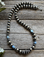 Load image into Gallery viewer, Sterling Silver Golden Hill Turquoise Nuggets W Pearls Bead Necklace. 18 inch