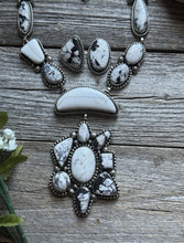 Load image into Gallery viewer, Navajo Sterling Silver White Buffalo Turquoise Lariat Necklace Set Mary Ellen