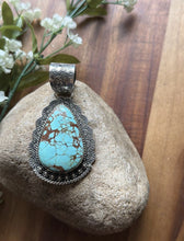 Load image into Gallery viewer, Navajo Sterling Silver Number 8 Turquoise Handmade Pendant Etta Enditto Gift