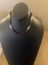 Load image into Gallery viewer, Sterling silver purple spiny oyster wb turquoise bead necklace 18 inch