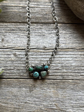Load image into Gallery viewer, Navajo Sterling Silver Blue Turquoise Cluster Adjustable Chain Necklace K Yazzie