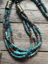 Load image into Gallery viewer, Tommy Rosita Singer T R Sterling Silver Multi Strand Turquoise Bead Necklace 30”