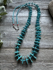 Vintage Native American Sterling Silver Blue Magnesite Bead Necklace 32 Inch