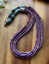 Load image into Gallery viewer, Sterling Silver Multi Strand Stone Purple Pearls Bead Necklace. 26 inch