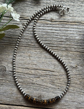 Load image into Gallery viewer, Tigers Eye 4mm Sterling Silver Pearls Choker Bead Necklace. 16 Inch. Gift