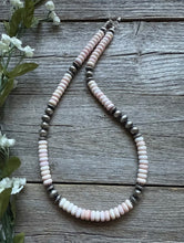 Load image into Gallery viewer, Southwestern Sterling Silver Pink Conch Bead Necklace. 18 Inch