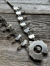 Load image into Gallery viewer, Small Navajo Squash Blossom Sterling Silver Orange Spiny Oyster Necklace Set E