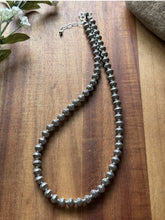 Load image into Gallery viewer, Sterling Silver 8mm Stamped Pearls Bead Necklace. 16 Inch