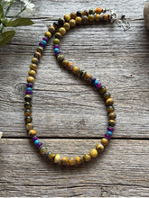 Load image into Gallery viewer, Bumblebee Jasper Multi Stone Color Sterling Silver Bead Necklace. 18 inch Gift
