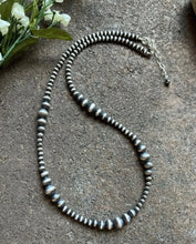 Load image into Gallery viewer, 4mm - 8mm Multi Graduated Sterling Silver Oxidized Pearls Bead Necklace 18 Inch