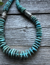 Load image into Gallery viewer, Southwestern 925 Sterling Silver Turquoise Bead Necklace. 22 inch