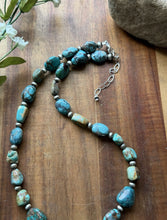Load image into Gallery viewer, Sterling Silver Turquoise Nuggets Multi Stone Bead Necklace. 18 inch