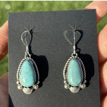 Load image into Gallery viewer, Navajo Native American Sterling Silver Turquoise Earrings KY