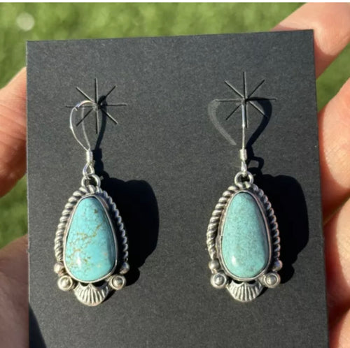 Navajo Native American Sterling Silver Turquoise Earrings KY