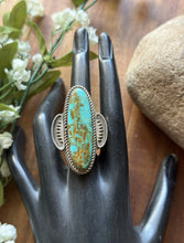 Load image into Gallery viewer, Native American Sterling Silver Blue Turquoise Ring Size 9 CL