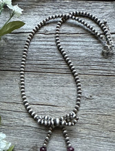 Load image into Gallery viewer, Bow Purple Spiny Sterling Silver 4mm Pearls Bead Necklace. 16 Inch. Gift