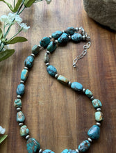 Load image into Gallery viewer, Sterling Silver Turquoise Nuggets Multi Stone Bead Necklace. 18 inch