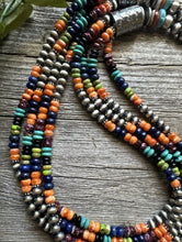 Load image into Gallery viewer, Sterling Silver Multi Stone Strand W Pearls Bead Necklace 30 inch