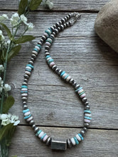 Load image into Gallery viewer, Sterling Silver Pink Conch Turquoise W Pearls Kokopelli Bead Necklace 18 Inch