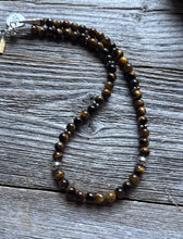 Load image into Gallery viewer, Tommy Rosita Singer T R Sterling Silver Tigers Eye Choker Bead Necklace 15 Inch
