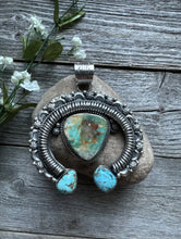 Load image into Gallery viewer, Native American Sterling Silver Royston Turquoise Naja Pendant Handmade CY