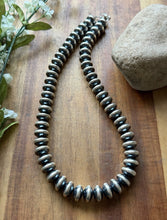 Load image into Gallery viewer, Southwestern Sterling Silver 14mm Flat Saucer Pearls Bead Necklace 20 Inch