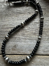 Load image into Gallery viewer, Sterling Silver Black Onyx W Pearls Bead Necklace. 18 inch. Gift