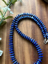 Load image into Gallery viewer, Sterling Silver Graduated Blue Lapis Turquoise Bead Necklace. 26 inch. Gift