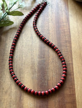 Load image into Gallery viewer, Sterling Silver Black Onyx W Red Coral Bead Necklace. 18 Inch