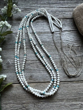 Load image into Gallery viewer, Vintage Native American Sterling Silver White Howlite Turquoise Bead Necklace 37