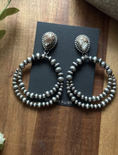 Load image into Gallery viewer, Navajo Sterling Silver Wild Horse Pearl Double Loop Earrings Etta E