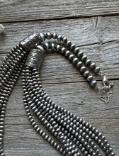 Load image into Gallery viewer, 4mm Multi 10 Strand 925 Sterling Silver Oxidized Pearls Bead Necklace 24 Inch