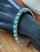 Load image into Gallery viewer, Native American Sterling Silver Blue Turquoise Bangle Cuff Bracelet. EB