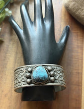 Load image into Gallery viewer, Navajo Native American Sterling Silver Turquoise Cuff Bracelet Maloney