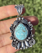 Load image into Gallery viewer, Navajo Sterling Silver Turquoise Pendant Geneva
